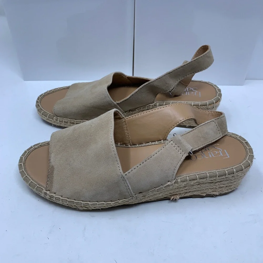 Franco Sarto Womens 7.5M Tan Suede Leanne Espadrille Wedge Sandals